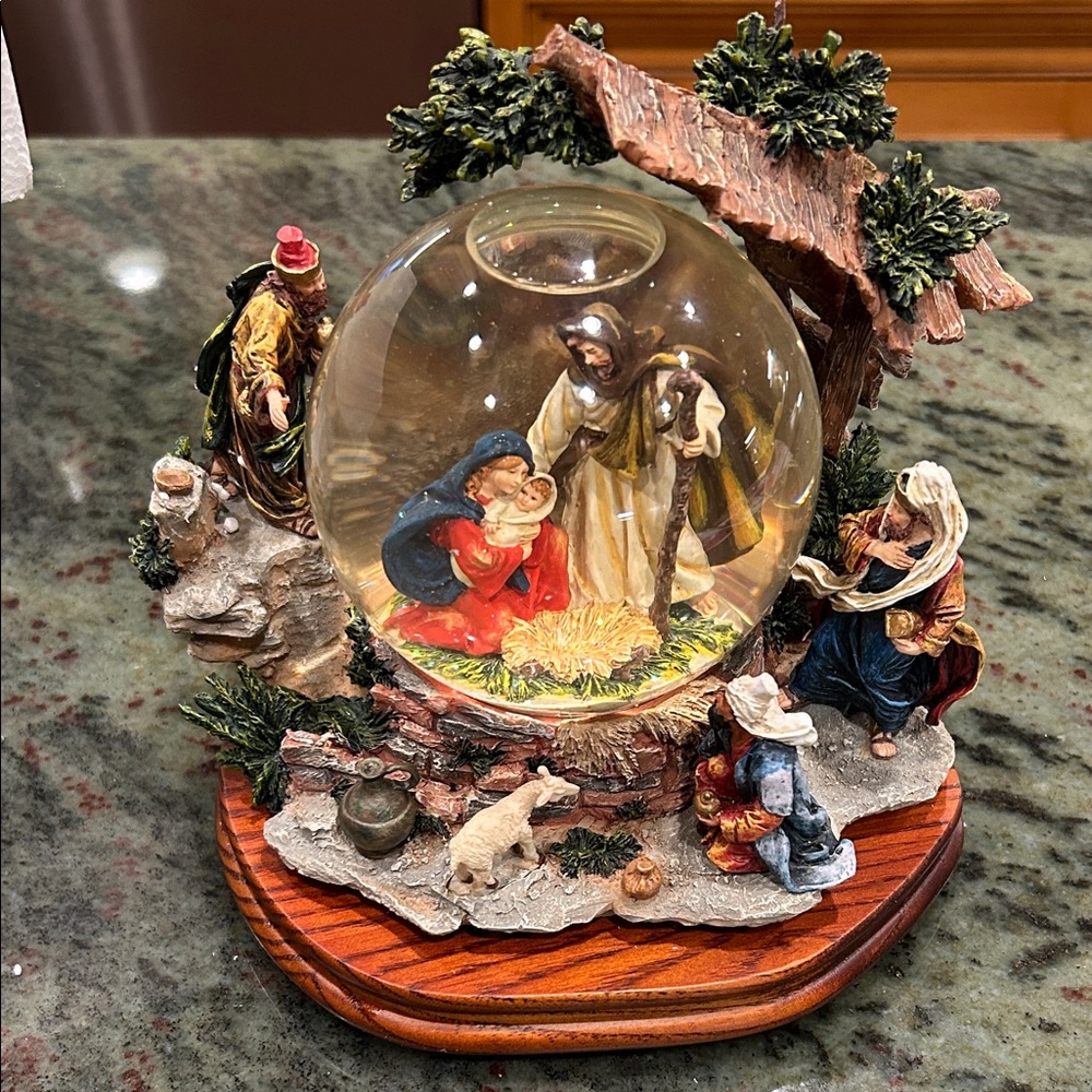 Department 56 Painted Nativity Snow Globe - Red, Blue, Green, Brown, Cream